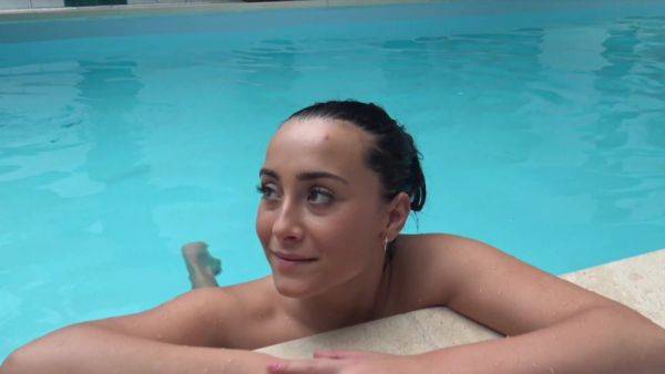 Aroused female filmed by the pool working her magic in true porno - hellporno.com on poweredporn.com