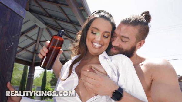 Xander Corvus fucks Nyx's oiled-up pussy & spreads her juicy ass for a creamy load - sexu.com on poweredporn.com