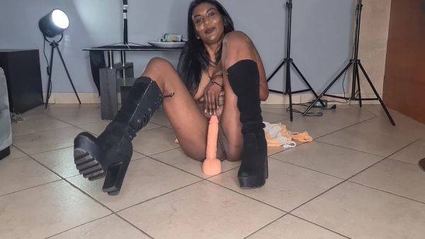 Indian Girl Anal Dildo Ride In Boots - hclips.com - India on poweredporn.com