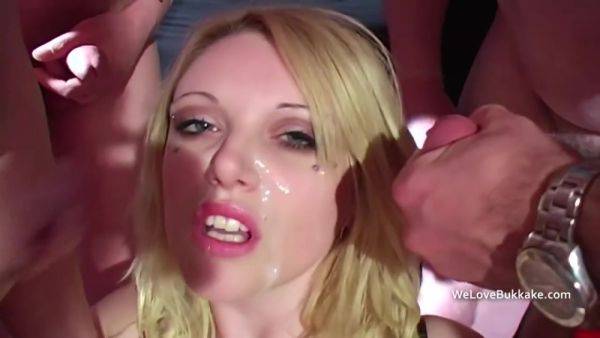 Guys Circle around Shay and Cum on her Face - hotmovs.com on poweredporn.com