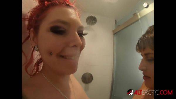 Fallon West and Taylor Nicole wash each other off after a wild fuck session - AltErotic - hotmovs.com on poweredporn.com