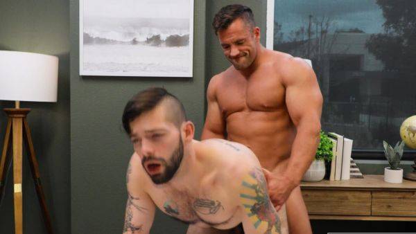 Rex Rush fucks his stepson, Julian Brady, in his office! - drtuber.com on poweredporn.com