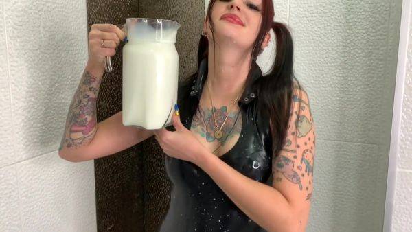 Latex Fetish. Rubber. Latex Dress Is Doused With Milk - hclips.com on poweredporn.com
