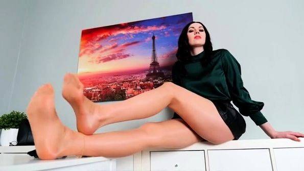 Lady Angelika - Give in to your Leggy Brunette Coworkers - drtuber.com on poweredporn.com