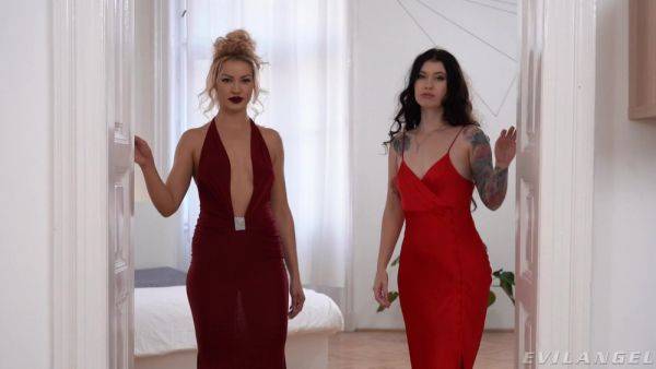 Stunning females share tasty dick the hard way un impeccable FFM - hellporno.com on poweredporn.com