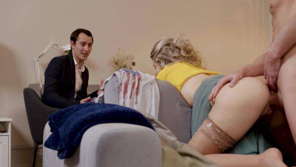 Aroused blonde offers boyfriend perfect cuckold views - hellporno.com on poweredporn.com