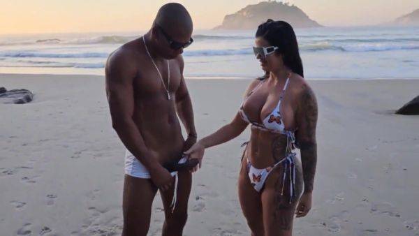 Curvy Latina enjoys a black cock at the beach - Interracial - xtits.com on poweredporn.com