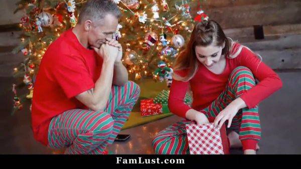StepDaughter's Big Cock Fulfills Christmas Eve Fun with Small-Titted Teens - sexu.com on poweredporn.com