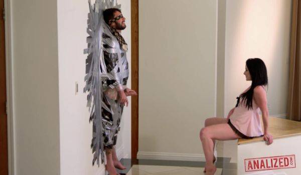 Veruca James seduces her slave in tape bondage - fetish anal femdom with brunette Veruca james - xhand.com on poweredporn.com