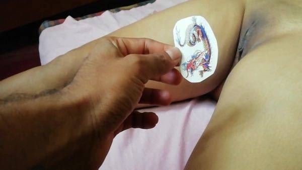 Dragon Tattoo On Thigh Near Pussy With 18 Years - desi-porntube.com - India on poweredporn.com