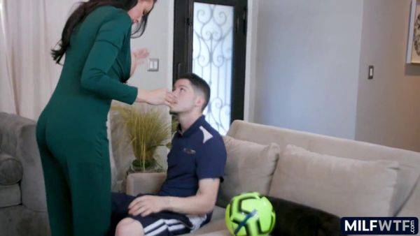 Watch this curvy brunette get her big tits and ass fucked hard during a soccer game - sexu.com on poweredporn.com