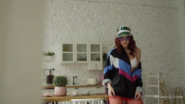 Inked Russian redhead undressing herself - anysex.com - Russia on poweredporn.com