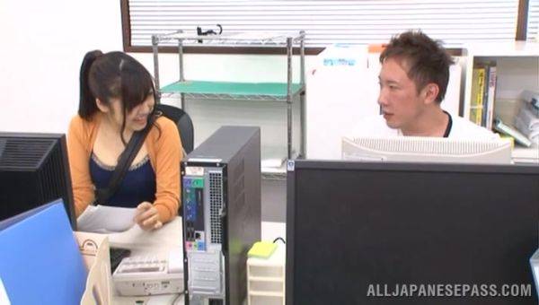 Japanese office babe gets intimate with one of the co-workers - xbabe.com - Japan on poweredporn.com