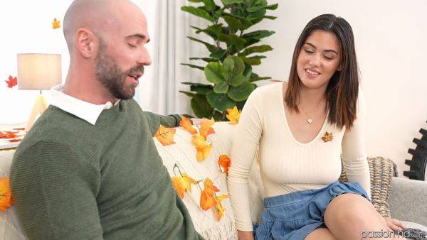 Ellie Nova gets her big tits and tight pussy on Thanksgiving dinner - sexu.com on poweredporn.com