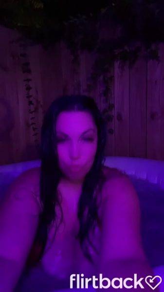 Brunnette flashing her boobs at the hot tub - hotmovs.com on poweredporn.com