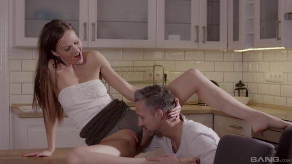 Redhead opens legs wide as fuck for limitless inches in her pink fanny - xbabe.com on poweredporn.com