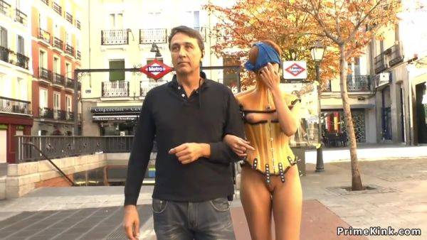 Babe In Plastic Corset Public Disgraced With Bianca Resa - hclips.com on poweredporn.com