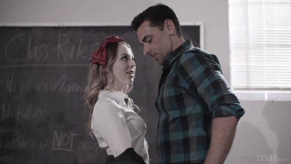 Skinny blonde fucks teacher in classroom and swallows his jizz - xbabe.com on poweredporn.com