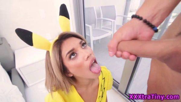 Petite teen in small cosplay gets a messy facial - sexu.com on poweredporn.com