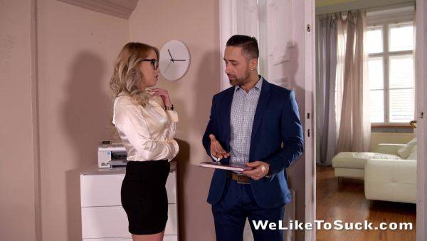 Busty secretary has other plans with the young manager - xbabe.com on poweredporn.com