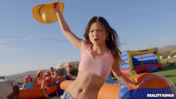 Angel Youngs pleasures horny black stud by the pool - xtits.com on poweredporn.com