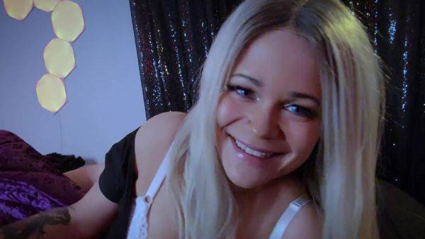 Booby blonde is jerking his penis off - anysex.com on poweredporn.com