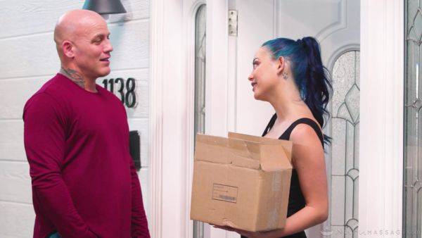 Bald dude comes to get a massage and walks away squeezed off energy - xbabe.com on poweredporn.com