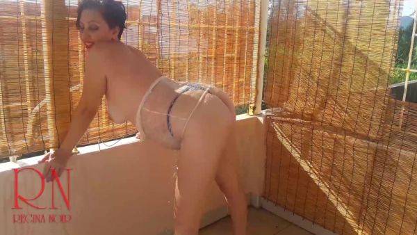 Wet T-shirt. Nude Lady Is Getting Shower Outside On The Top Of Hotel. Nude Yoga Shower - voyeurhit.com on poweredporn.com