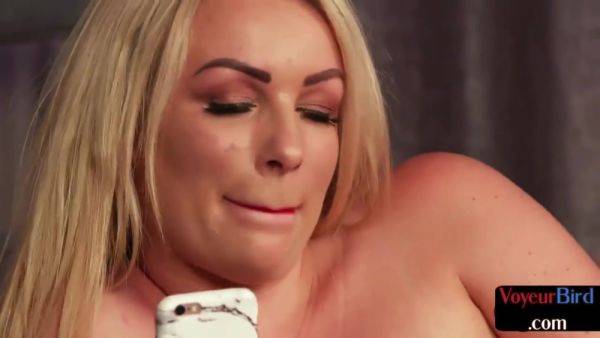 Voyeur bosomy MILF films while leading hubby to cumshot - hotmovs.com - Britain on poweredporn.com