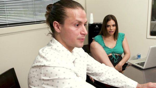 Adorable office babe impresses with how tight she feels and how deep she swallow - hellporno.com on poweredporn.com