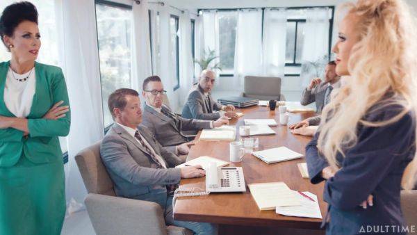 Battle Of The Fake Boobs - Lesbian Boss Squirting with her Sexy Employee after Meeting - xhand.com on poweredporn.com