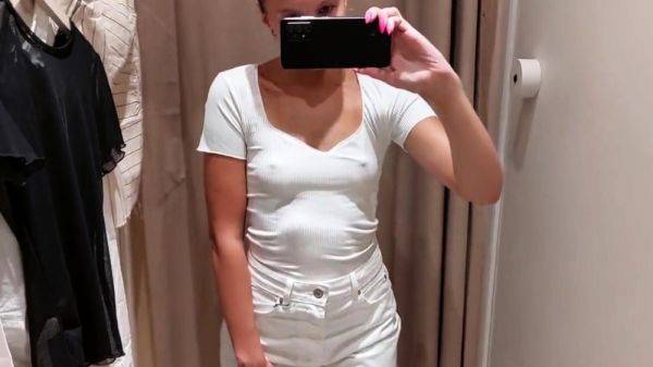 Sexy cutie takes a video of herself in the fitting room of t - drtuber.com on poweredporn.com