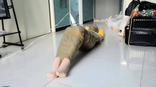 Nylon and Tape Mummy - drtuber.com on poweredporn.com