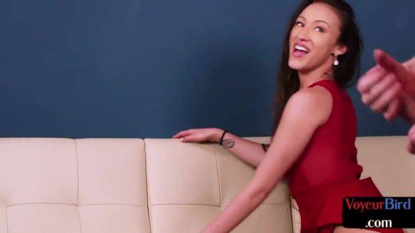 Voyeur CFNM babe in dress teases perv who jerks cock on her - hotmovs.com - Britain on poweredporn.com