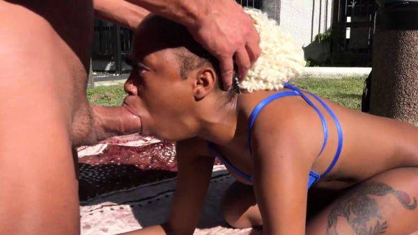 Tight Black Babe Outdoor White Cock IMPALEMENT - drtuber.com on poweredporn.com