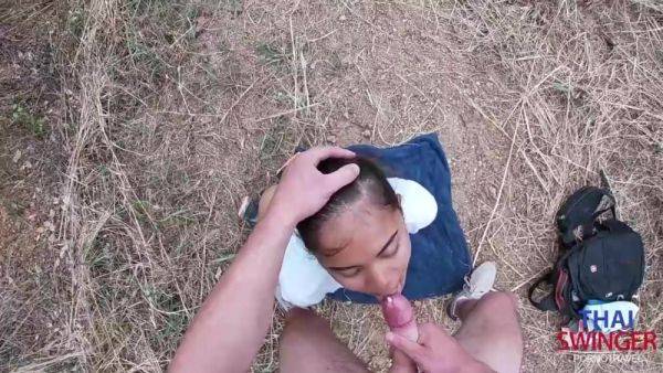 Pretty exotic Latina babe gives head outdoors - amateur POV blowjob - xtits.com on poweredporn.com