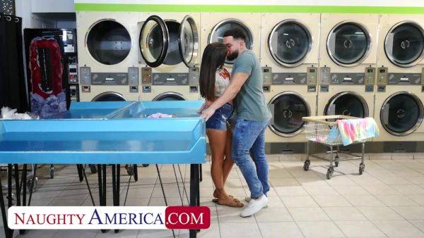 Bubble butt brunette Mae Milano gets fucked in the laundromat by friend's brother - hotmovs.com on poweredporn.com