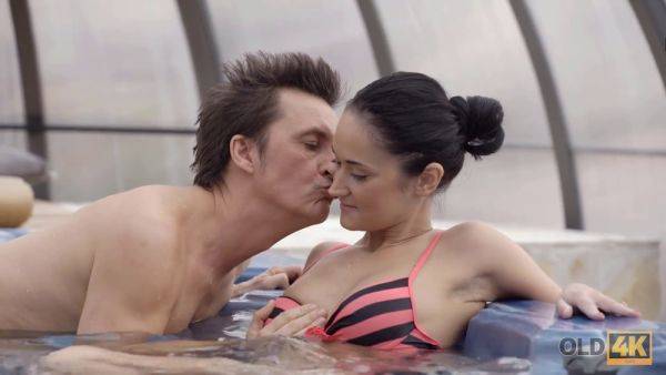 Angie Moon's tight pussy licked & fucked by an old dude on the white couch - sexu.com - Czech Republic on poweredporn.com