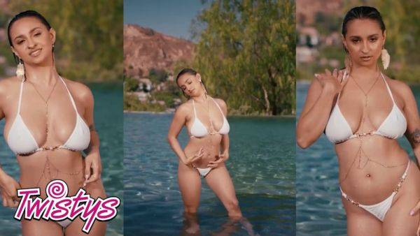 Watch Hailey Rose, the stunning babe, get soaking wet & twitching as she fingers her wet pussy and spreads her legs in public - sexu.com on poweredporn.com