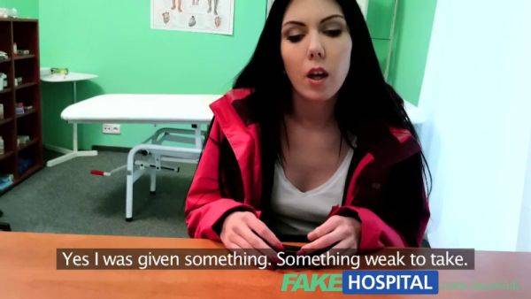 Hot brunette patient moans in pleasure while being examined in hospital by a nurse - sexu.com on poweredporn.com