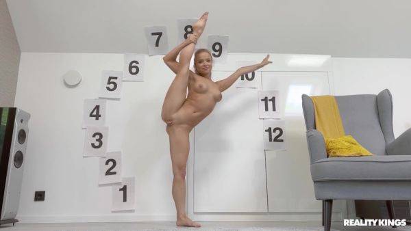 Slim Flexible Blonde Cutie Does Her Stretching Exercises With a Dick In Her Pussy - anysex.com on poweredporn.com