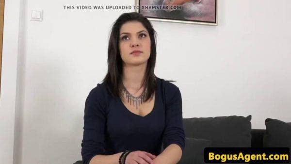 Euro hottie with massive tits gets her tight pussy pounded by a hot casting agent - sexu.com on poweredporn.com