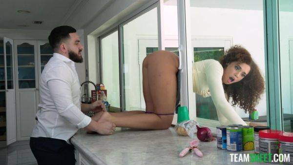 Curly ebony teen feels premium white inches showing her great stimulation - xbabe.com on poweredporn.com