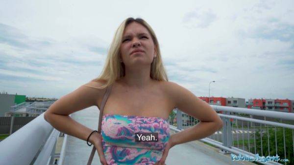 Outdoor POV Public Casting Dirty Euro blonde loves getting her natural boobs out in a public place - xtits.com on poweredporn.com