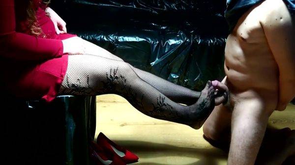 Today I Put On My New Red Dress I Paired It With Black Sexy Tights. Of Course I Also Wore My Favorite Red High Heels - hclips.com on poweredporn.com