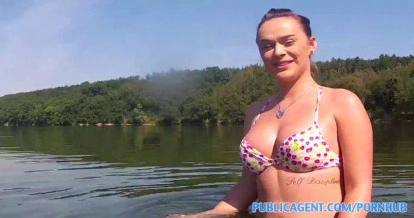 Bikini babe with huge tits gets pounded on the lake in POV reality video - sexu.com on poweredporn.com