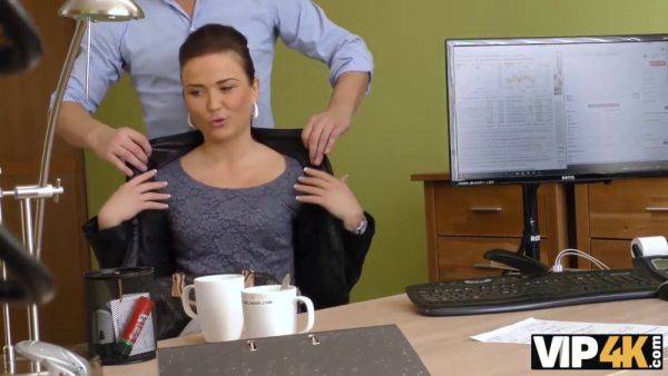 Naughty loan manager tastes the dick of his young Czech girlfriend in VIP4K interview - sexu.com on poweredporn.com