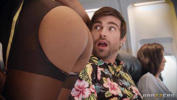 LaSirena69 and Hazel Grace pleasuring lucky dude on plane - xhand.com on poweredporn.com