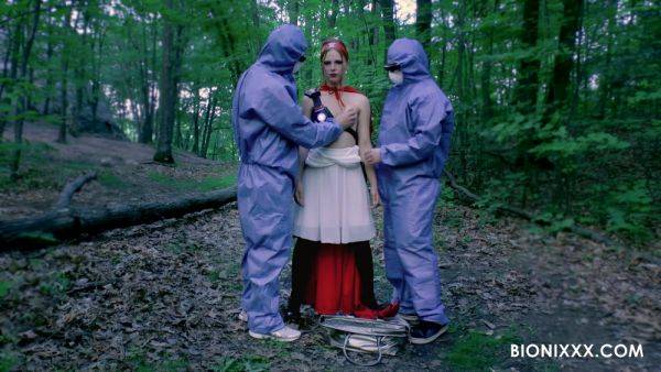 Energized redhead suited with a pair of big dicks in restless role play kinks - hellporno.com on poweredporn.com