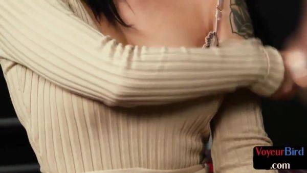 Voyeur British femdom MILF teases wanker who jerks cock - hotmovs.com on poweredporn.com